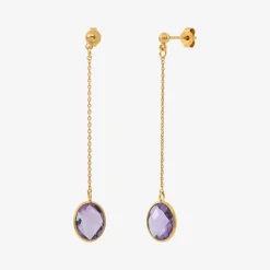 Boucles d'oreilles dorées longues - SERTI PM