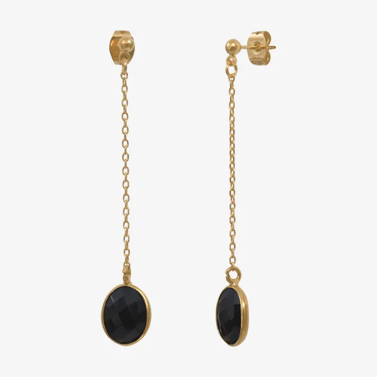 Boucles d'oreilles dorées longues - SERTI PM
