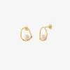 Boucles d'oreilles dorées perle de culture blanche - MEGHAN