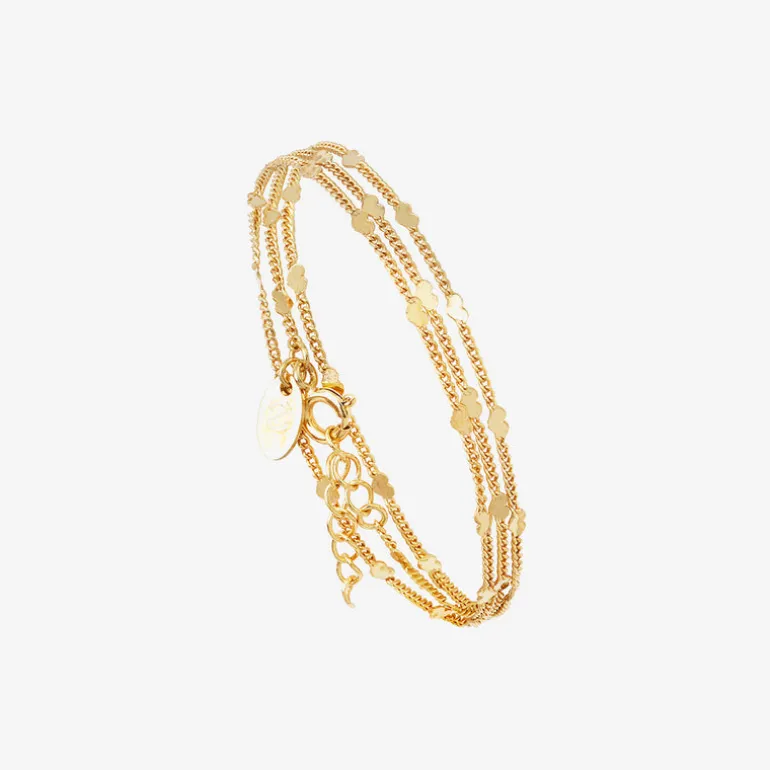 Collier / bracelet 3 tours doré chaines simples - MINI HEARTS