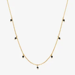 Collier doré court spinelle noire - MILADY