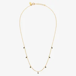 Collier doré court spinelle noire - MILADY